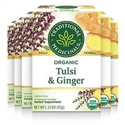 Traditional Medicinals Organic Tulsi with Ginger Herbal Leaf Tea, 16 Count(Pack of 6)