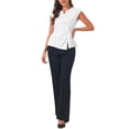 thumbnail image 2 of INSPIRE CHIC Twist Tops for Women's Notched Neck Cap Sleeve Casual Work Shirts XS White, 2 of 6