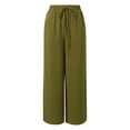 thumbnail image 6 of 8QIDA Womens Casual Pants Elastic Waist Linen Fashion Women's Pants Solid Elastic Waist Trouser Pant High Waist Wide Leg Regular Fit Palazzo Pants with Pocket L, 6 of 8