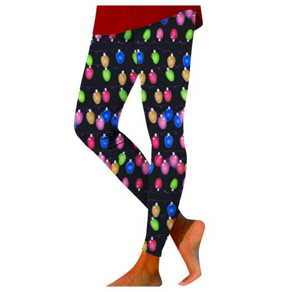 Fiaer Womens Leggings Christmas Stretchy Tights Pants Plus Size Snowflakes Cute Graphic Slim Fit Trousers Black3 XL