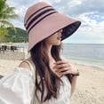 thumbnail image 5 of UDIYO Women Sun Hat Stripe Heat Isolating Contrast Color Anti-UV Sunscreen Bucket Hat Outdoor Hat, 5 of 7