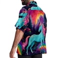 thumbnail image 3 of Robot Unicorn Attack Men's Short Sleeve Spread Collar Tops, Casual Button Down Shirts, Printed Summer Beach Shirts, Unisex, 3 of 6