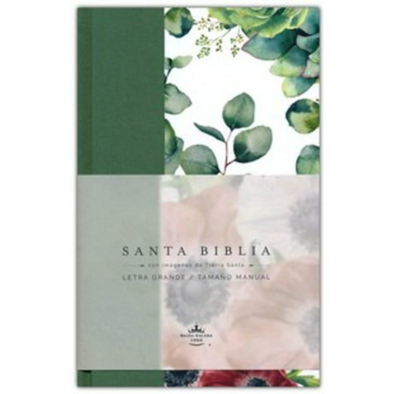 Biblia RVR 1960 letra grande Tapa dura y tela verde con flores tamaño manual / Bible RVR 1960 Handy Size Large Print Hardcover Cloth with Green Floral
