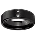 thumbnail image 2 of Ladybug Heart 8MM Step Edge Brush Black Tungsten Men Ring, 2 of 2