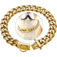 thumbnail image 1 of Collar dorado para perro YUANXCMXG con hebilla de seguridad eslabones de acero inoxidable 20, 1 of 5
