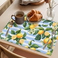 thumbnail image 3 of Yellow Lemon Placemats Set of 6 Rustic Summer Fruit Blue Strip Watercolor Place Mats Indoor Wipeable Table Mats Washable Cloth Dining Table Placemats for Kitchen Holiday Party Home Decor 13x19 Inch, 3 of 9