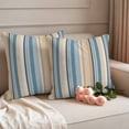 thumbnail image 2 of Blue Brown Beige Outdoor Waterproof Pillow Covers, Boho Farmhouse Abstract Stripes Art Decorative Square Throw Pillowcase Sofa Cushion Sham for Patio/Couch/Chair, 20"x20" 2 Pack, 2 of 8