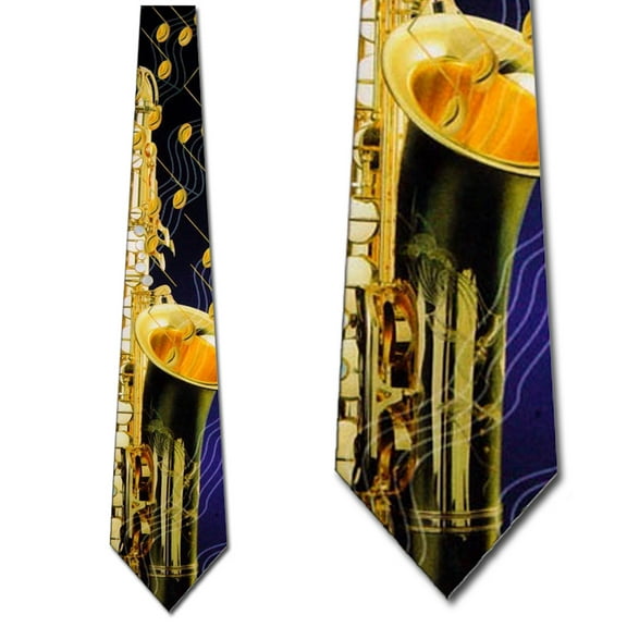 Saxophone and Notes Necktie Mens Tie