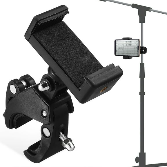 Adjustable Microphone Stand Phone Holder Clip - 1 Set Hands-Free Phone Mount for Mic Stand Use