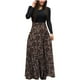 thumbnail image 1 of Vestido de Verano Para Mujer, Vestido Estampado Floral de Manga Larga, Vestido Informal de Retazos Con Cuello Redondo, Vestido Maxi Odeerbi  ODB113541, 1 of 6
