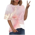 thumbnail image 2 of Fiudx Ofertas Flash Del Día Camiseta Estampada a La Moda para Mujer, Blusa de Manga Corta, Tops Informales con Cuello Redondo, 2 of 5