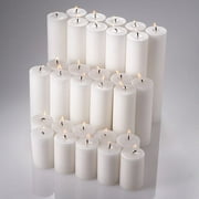 Richland Pillar Candles White 2"x3", 2"x6", 2"x9" Set of 30