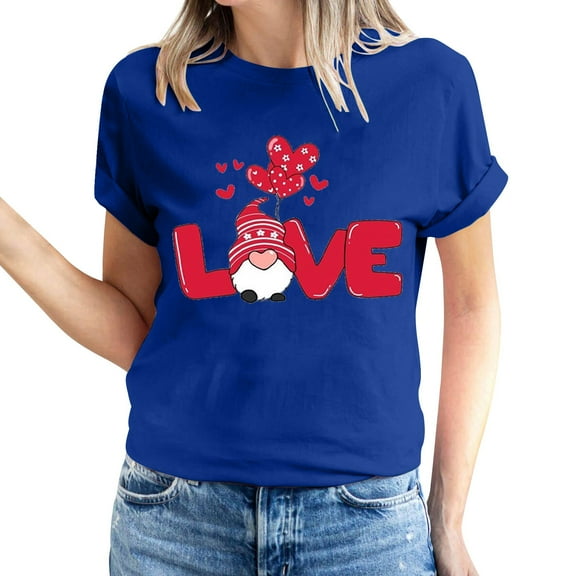 ICHUANYI Women's T-shirt Valentine's Day Tee Shirts Short Sleeve Crew Neck Tops Cloth New Trending