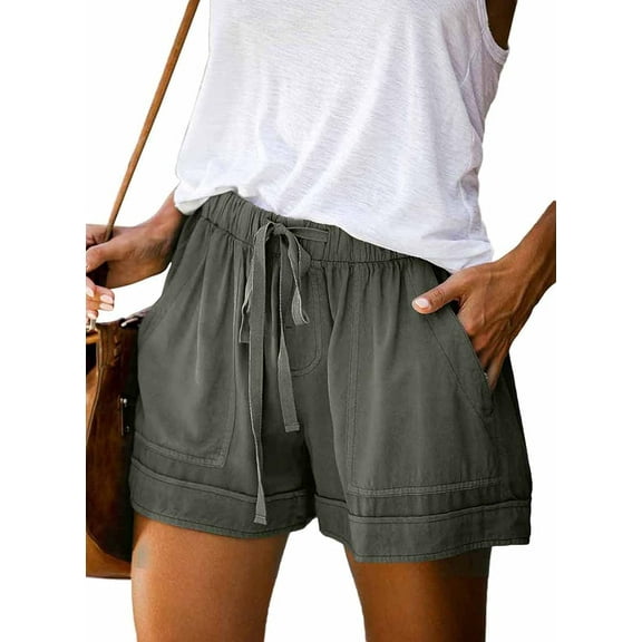 Womens Drawstring Shorts Summer Elastic Waist Casual Lightweight with Pockets