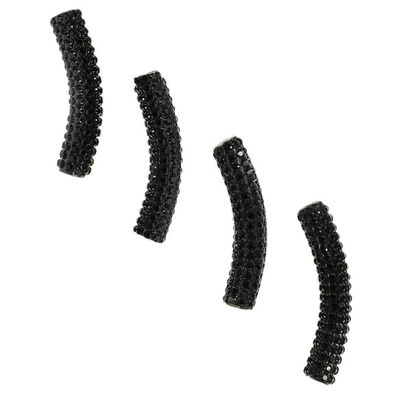 Baluue 4Pcs Clip on Shoe Embellishments Metal Black Rhinestone Studded for Shoes