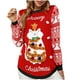 thumbnail image 2 of Suéteres navideños feos Wancir para mujer, suéter navideño con lentejuelas, suéter navideño con estampado de copos de nieve y árbol de Navidad, 2 of 5