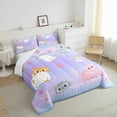 thumbnail image 4 of Girls Kawaii Cat Comforter Set Pink Blue Purple Pastel Bedding Set Rainbow Ombre Cats Bedding Comforter Sets For Kids Teen Women,Cute Cat Quilt Duvet 2 Pillow Cases Cat Lover Room Decor,Full Size, 4 of 6