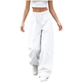 thumbnail image 5 of LEKWK Hiking Pants Women Plus Size High Waisted Lightweight Casual Palazzo Pants Drawstring Loose Fit Quick Dry Trousers for Camping Climbing Golf Outdoor, 5 of 7
