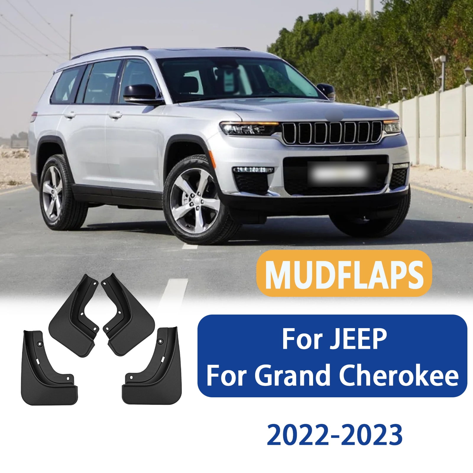 4PCS Mud Flaps For Jeep Grand Cherokee 2022-2023, Front & Rear Mudguards Accessories, Custom No Drilling Splash Guards-black