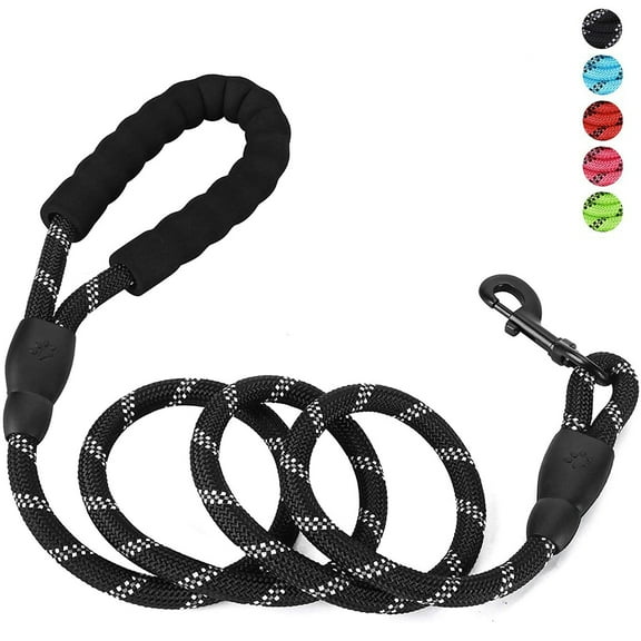 5 FT Heavy Duty Dog Leash with Comfortable Padded Handle Reflective Dog leashes for Medium Large Dogs Dog Leash-Black