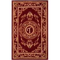 SAFAVIEH Naples Katharine Floral Bordered Wool Area Rug, Burgundy, 3' x 5'