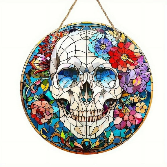 Wall Hangs,2024 Halloween Ornaments Halloween Hanging Ornaments Acrylic Disc Hanging Sign Mexican Skeleton Ornaments 5.9 Inch Acrylic Ornament