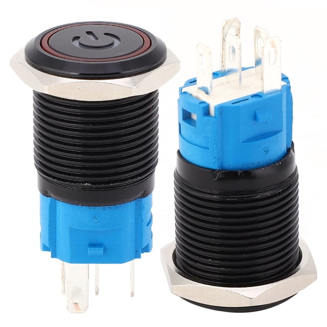 Switch, Pratical IP65 Metal Switch, Stainless Steel Black Oxide 16mm For 1No1Nc Touch Red 3-6VDC