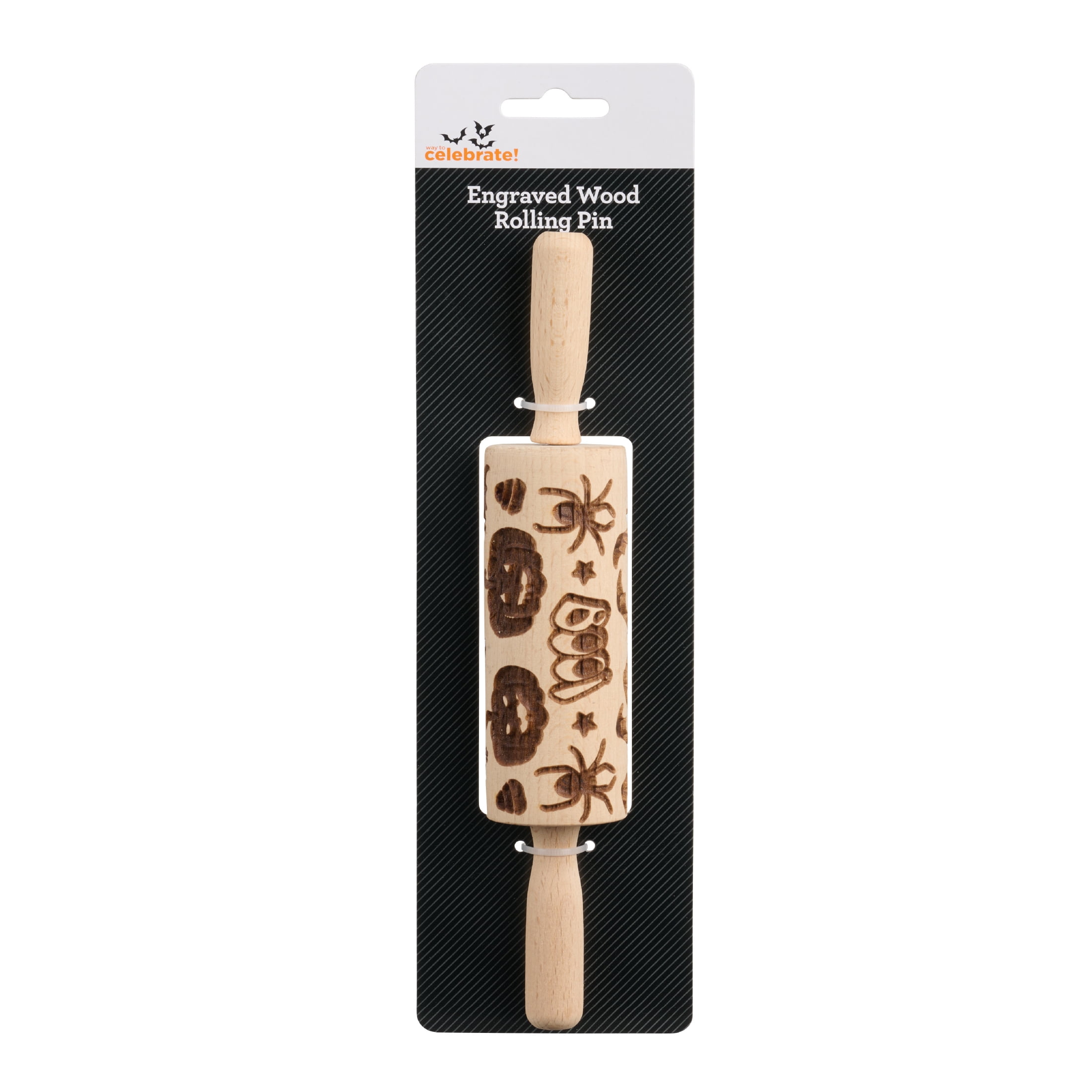 Way To Celebrate Halloween Engraved Wood Rolling Pin