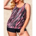 thumbnail image 2 of Yonique Plus Size Tankini Swimsuits for Women Blouson Tankini Tops with Swim Shorts Two Piece Bathing Suits, Pink, 2 of 5