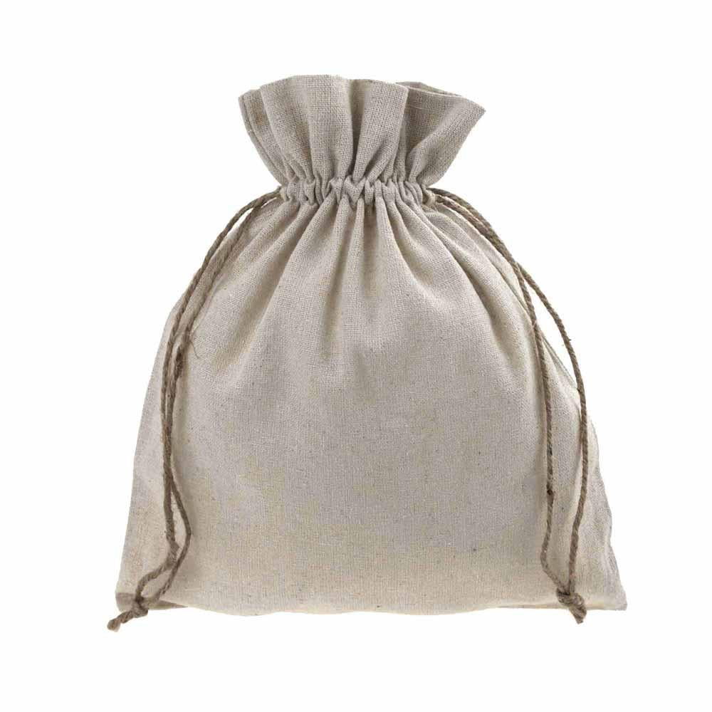 Natural Linen Favor Bags with Jute Drawstring, 8Inch x 10Inch, 12