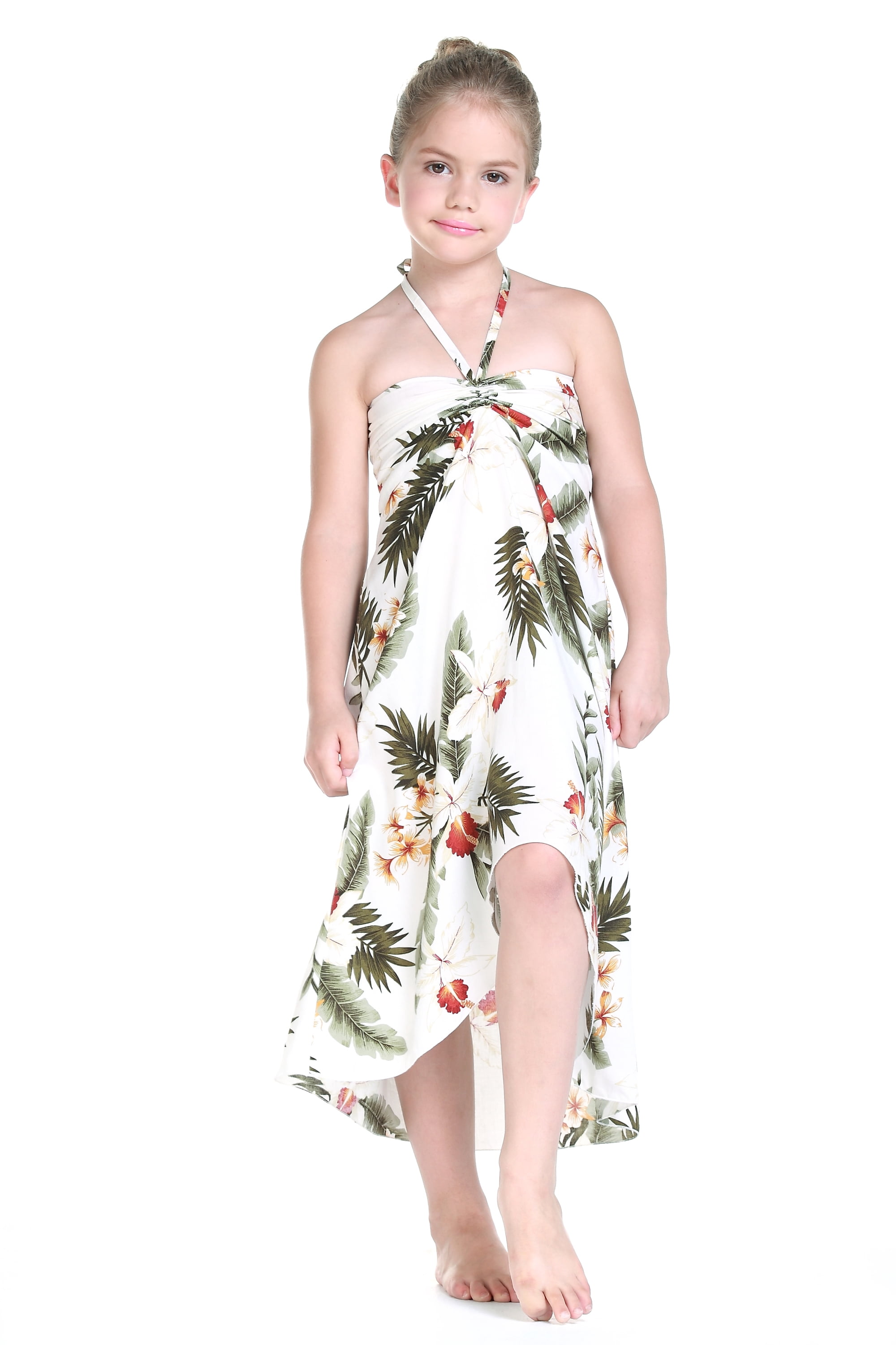 Girl Hawaiian Butterfly Dress in Orchid Cream Size 4