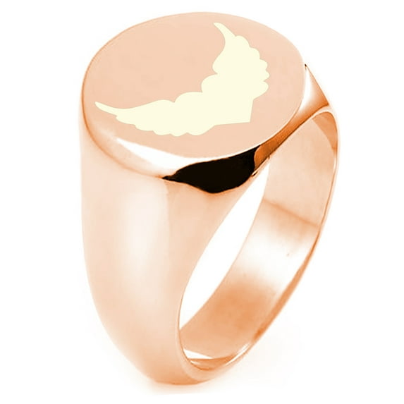 Sterling Silver Angel Wings Heart Engraved Round Flat Top Polished Ring