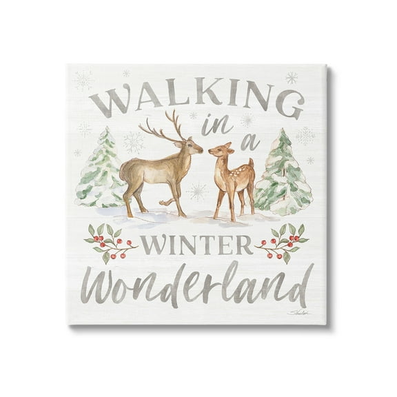 Stupell Industries Winter Wonderland Snow Scene Holiday Painting Gallery Wrapped Canvas Art Print Wall Art, 17 x 17