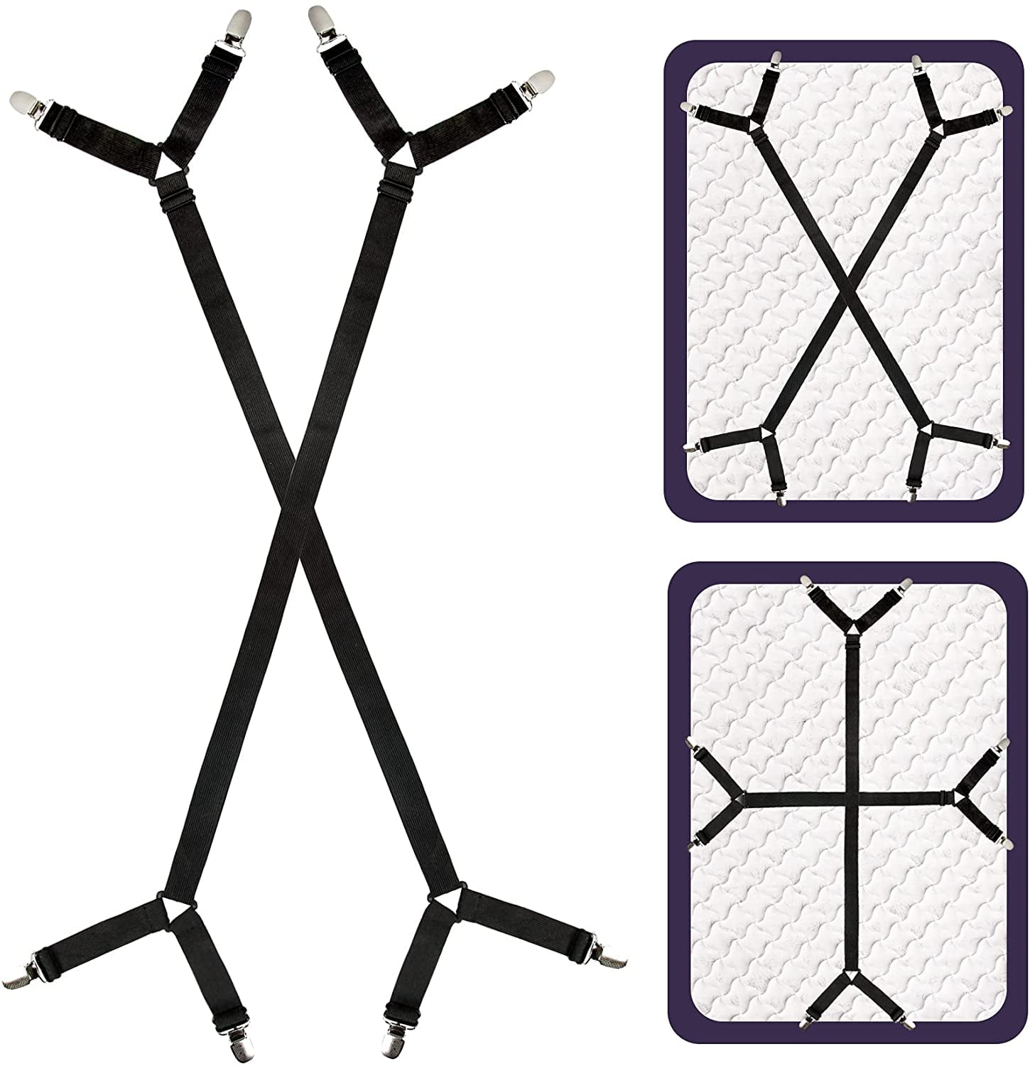 Crisscross Bed Fitted Sheet Straps Suspenders Gripper Holder Fastener Adjustable 