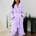 thumbnail image 2 of Breezora Women's Long Hooded Towelling Bathrobe Lightweight Dressing Gown for Sauna and Home Comfort with Soft Feel L Size Purple, 2 of 6
