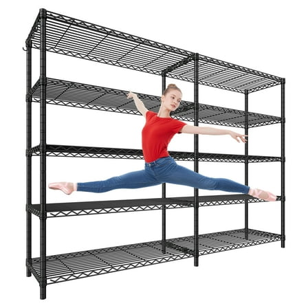TrumanPick 72"W Storage Shelves Load 1750LBS Wire Shelving Unit 5 Tier Garage Shelving Adjustable Metal Shelves Heavy Duty Organizer Rack for Pantry Kitchen, 72"W x 16"D x 76"H