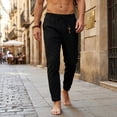 thumbnail image 5 of LIaqionyy Men's Pants Lightweight Drawstring Elastic Waist Straight Leg Casual Fashion Trousers with Pockets, 5 of 7