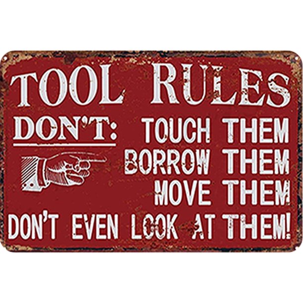 Reglas Herramientas Placa Metal Vintage Pintura Hierro Rectangular Arte La Pared 40x30cm