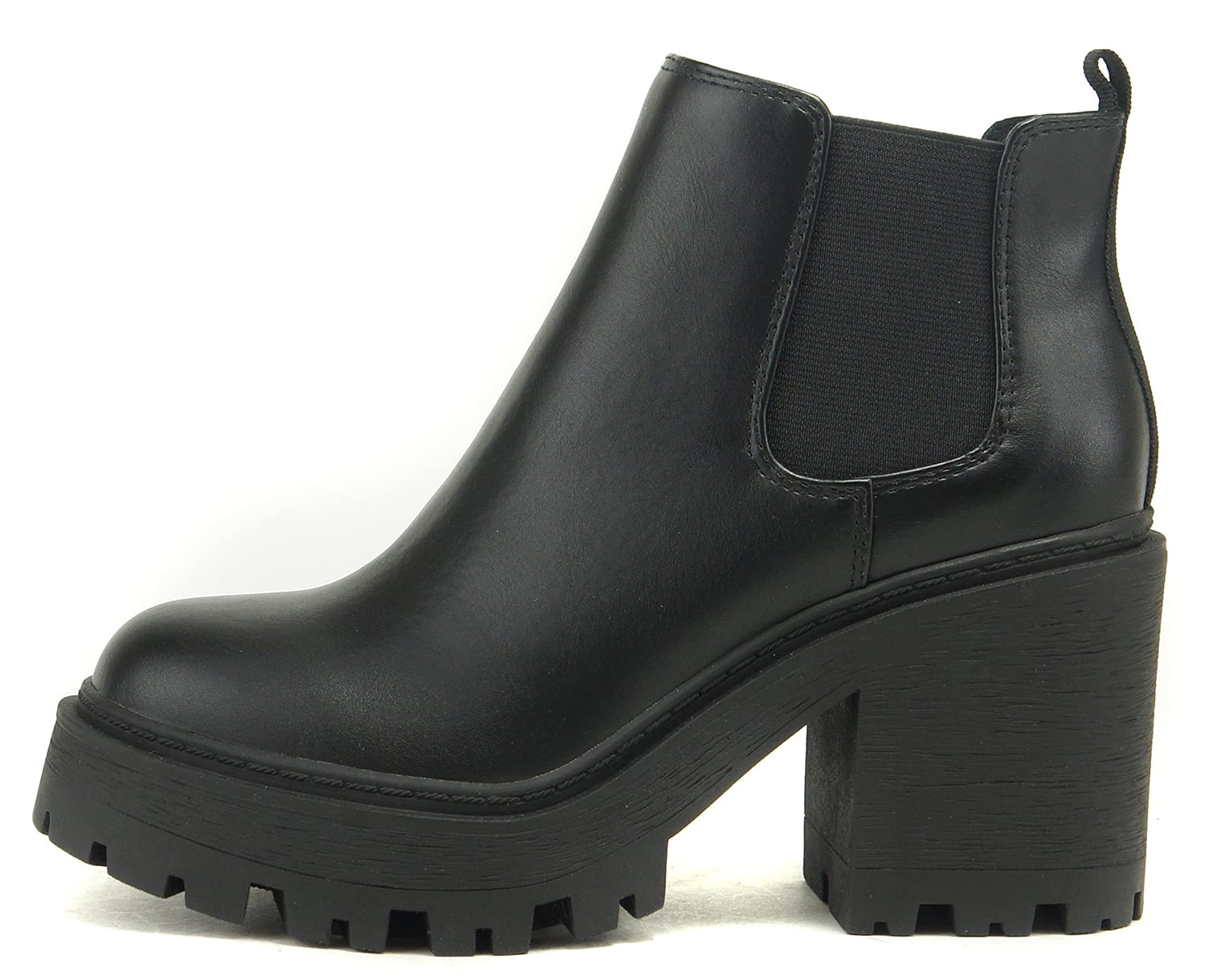 Soda Women Chunky Thick Lug Sole Heels Ankle Boots Hidden Platform