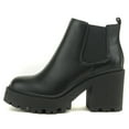 thumbnail image 1 of Soda Women Chunky Thick Lug Sole Heels Ankle Boots Hidden Platform Elastic Sides Booties BLISS-S Black PU 6, 1 of 4