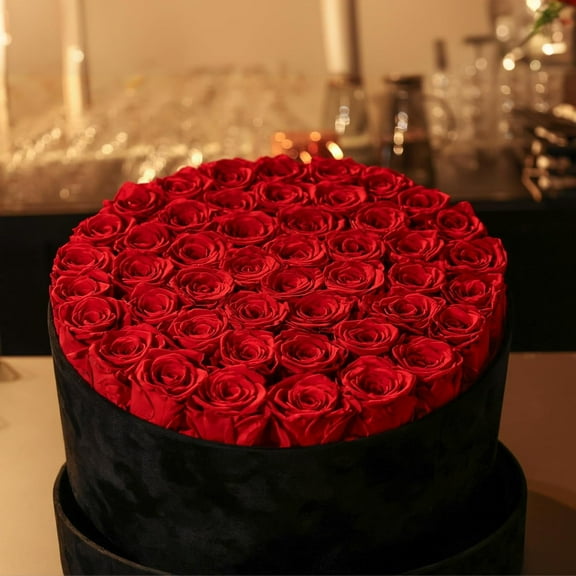47 Preserved Roses in a Suede Box, Forever Roses in a Box, Red Roses Bouquet, Anniversary, Proposal, Wedding, Birthday Gifts for Women, Mom, Girlfriend, Wife, Her