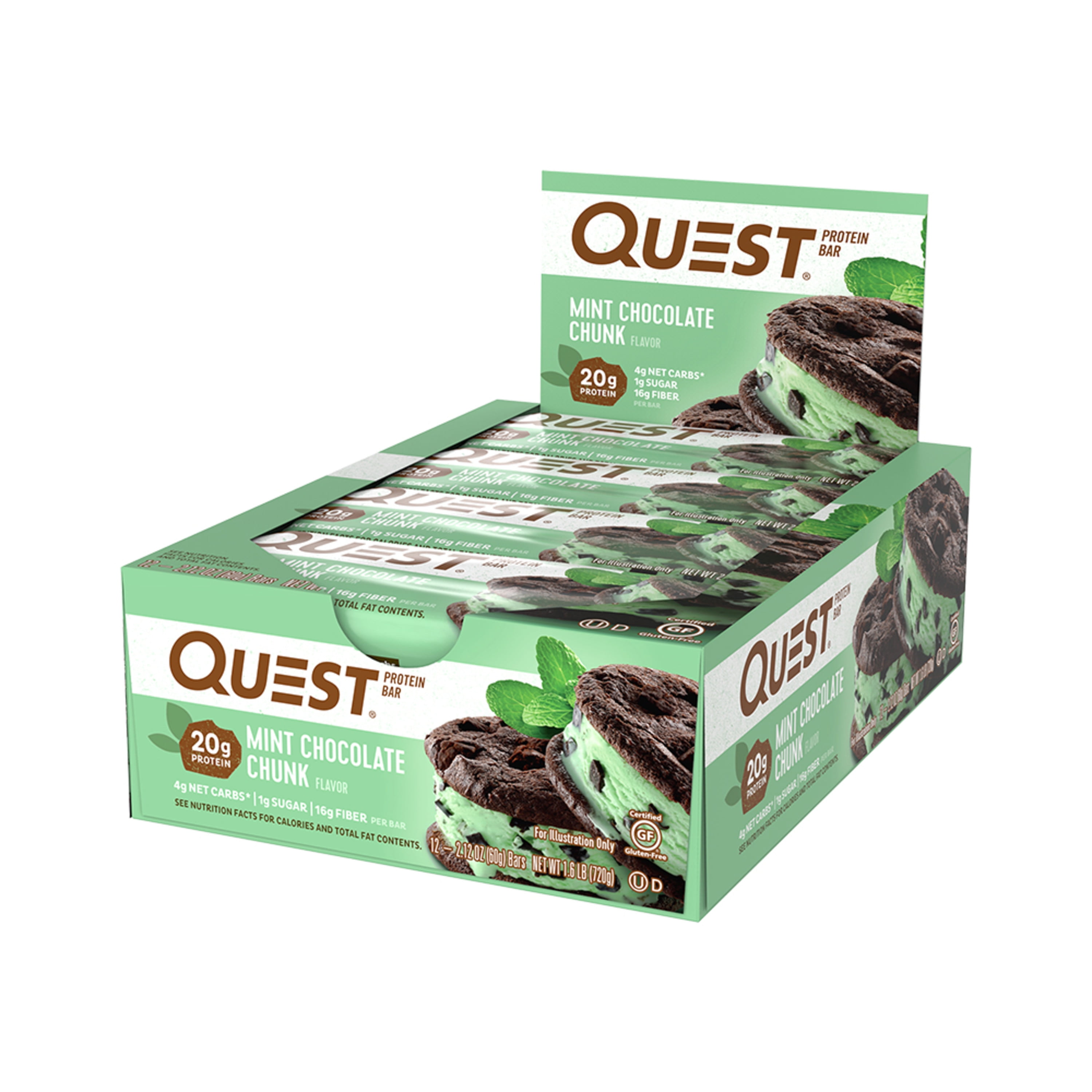 Quest Nutrition Mint Chocolate Chunk Protein Bar, High Protein, Low