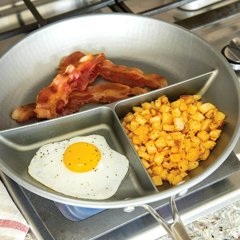  3 Section Pan Skillet - Square 3 in 1 Breakfast Pan - 10 inch Frying  Pan Nonstick - All in One Split Sectioned Pan - Divided Pan for Cooking Egg  Bacon Veggies: Home & Kitchen