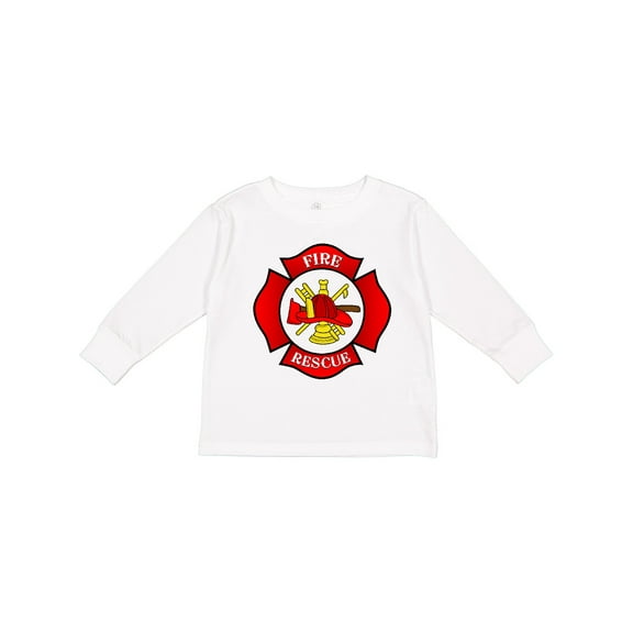 Inktastic Maltese Cross Firefighter Boys or Girls Long Sleeve Toddler T-Shirt