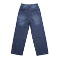 thumbnail image 4 of Wuxian Womens Pants Jeans Casual Straight Leg Trousers Striped High Waist Elastic Wide Comfortable Stretch Denim Fashionable Tummy Control Denim Dailywear,Blue,S, 4 of 5