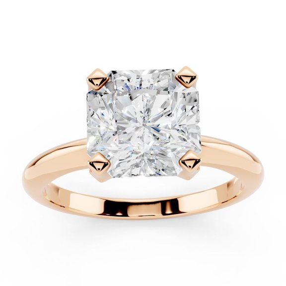 Bling Craft 14K Rose Gold Plated Solitaire Moissanite Engagement Ring for Women 2.5CT 7.5MM Asscher Cut D Color VVS1 Clarity 925 Sterling Silver Anniversary Wedding Birthday Valentine's Size 5