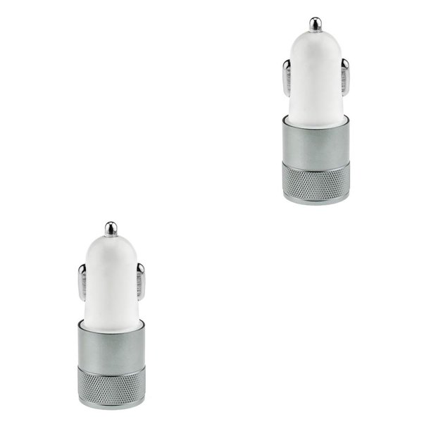 Tholdsy 2.1A 1A Aleación 2 puertos USB de coche USB dual de carga inteligente universal para para teléfono móvil Android Gris 2piezas