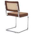 thumbnail image 4 of Tcbosik Dining Chairs Set of 2, Modern Rattan Kitchen Chair with Stainless Chrome Base, Linen Upholstered Accent Armless Chair, Easy Assembly, Coffee Color, 4 of 11