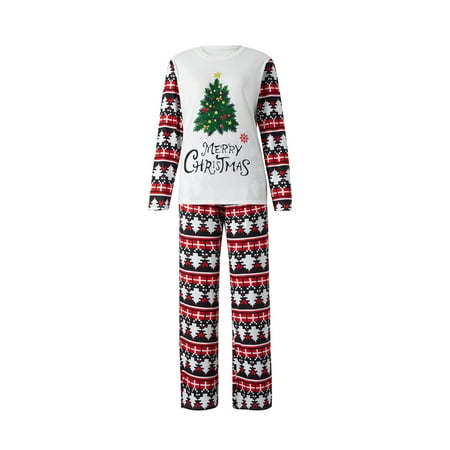 

luethbiezx Family Christmas Pajamas Matching Sets Christmas Tree Xmas Holiday Sleepwear Jammies Long Sleeve PJs Outfits
