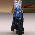thumbnail image 3 of Gibobby Vestido largo para mujer, de verano Mujer Verano Casual Sin mangas Estampado con cuello en V Maxi Vestido suelto Boho Beach Vestido largo con bolsillos(Azul,XL), 3 of 4